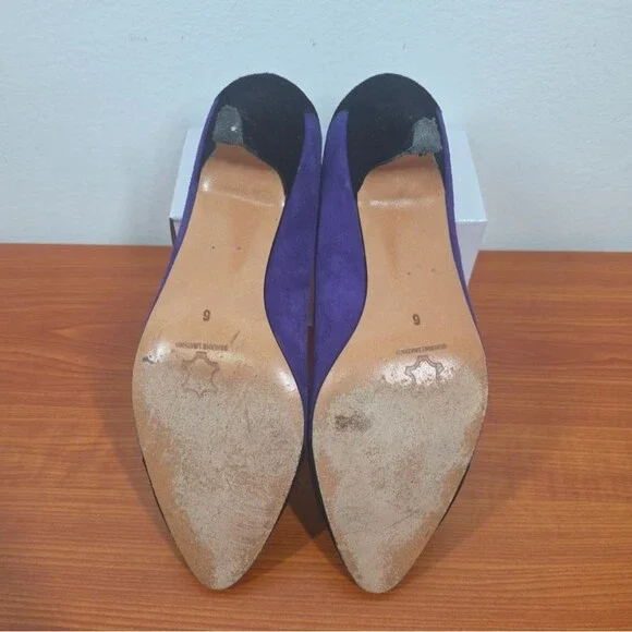 Siamanto Vintage Black & Purple Pumps Sz 6 EUC 80s Quirky Dynasty Almond Toe - Picture 6 of 11